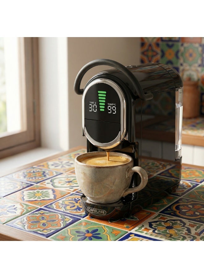 كافلف ماكينة قهوة كبسولات مطورة 6 في 1 مع صمام تخفيف ضغط تلقائي، وضبط درجة الحرارة، و7 مستويات لحجم القهوة | مناسبة لأوراق الشاي، والكبسولات، وكبسولات ESE 44mm، ومسحوق القهوة، بقوة 1450 واط، لون أبيض - Image 2